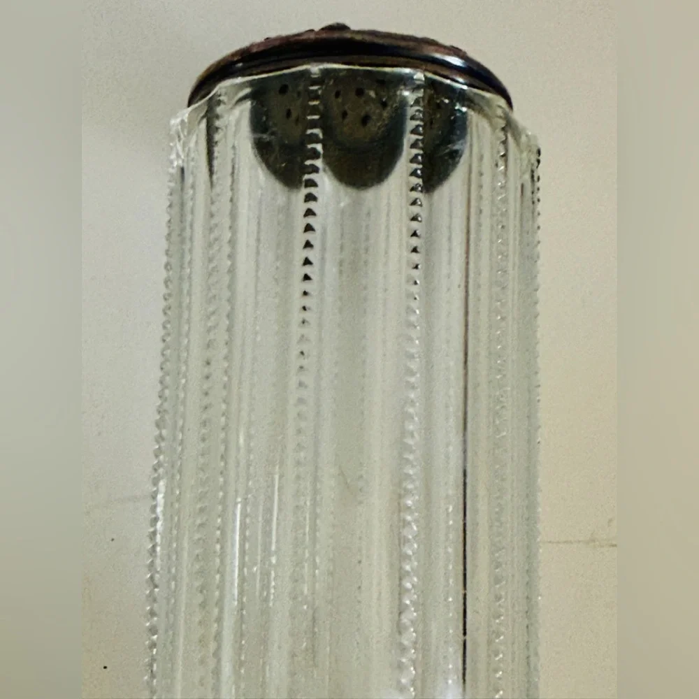 Antique Sterling Silver and Glass Talcum Powder or ? Shaker 4